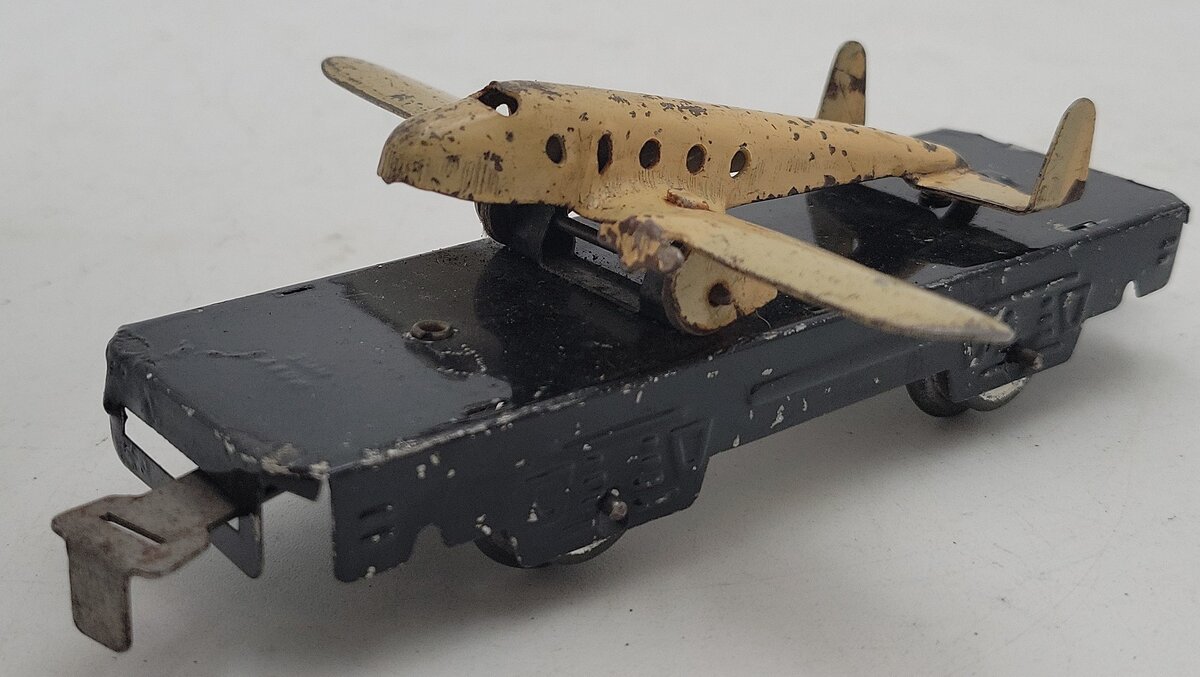 Marx O Gauge Litho Flat Car w/Airplane VG