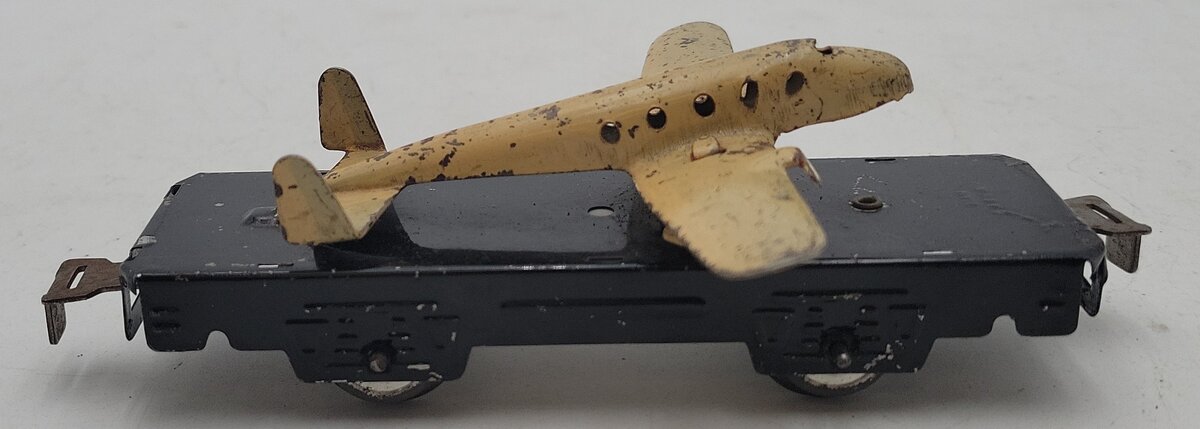 Marx O Gauge Litho Flat Car w/Airplane VG