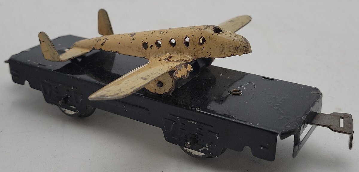 Marx O Gauge Litho Flat Car w/Airplane VG