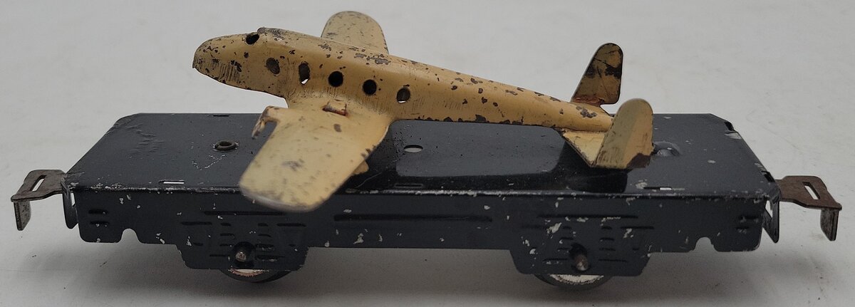 Marx O Gauge Litho Flat Car w/Airplane VG
