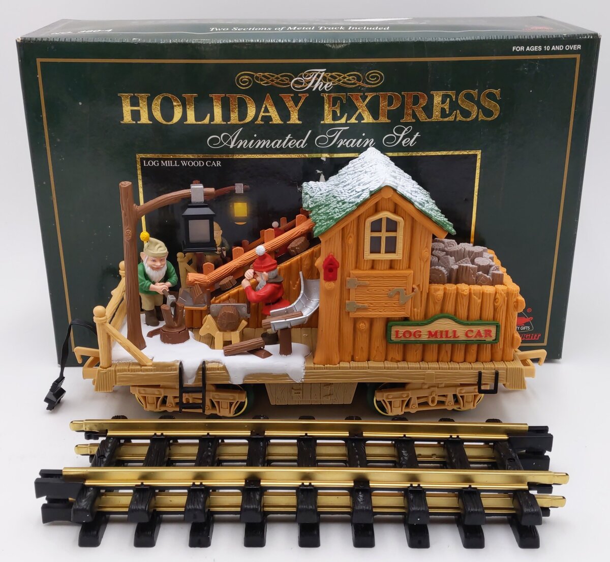 New Bright 380-4 G Scale Holiday Express Animated Log Mill Wood Car LN/Box