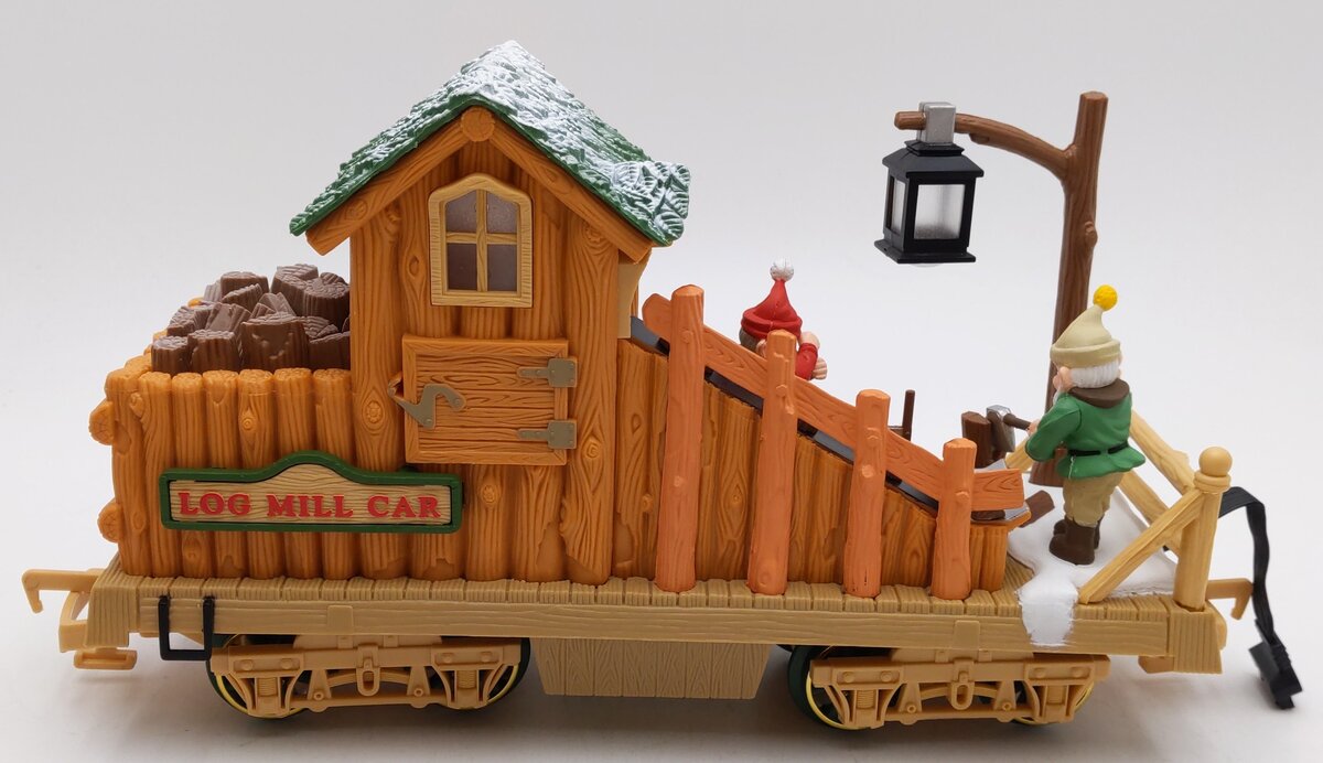 New Bright 380-4 G Scale Holiday Express Animated Log Mill Wood Car LN/Box