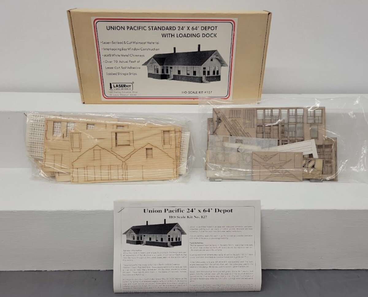 American Model Builders 127 HO Scale UP Standard Depot W/Dock Laser Art Kit LN/Box