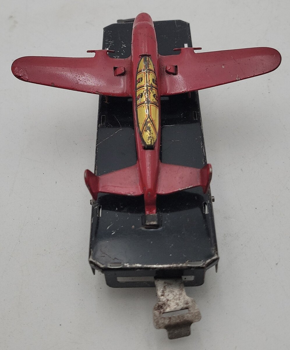 Marx O Gauge Litho Flat Car w/Airplane VG