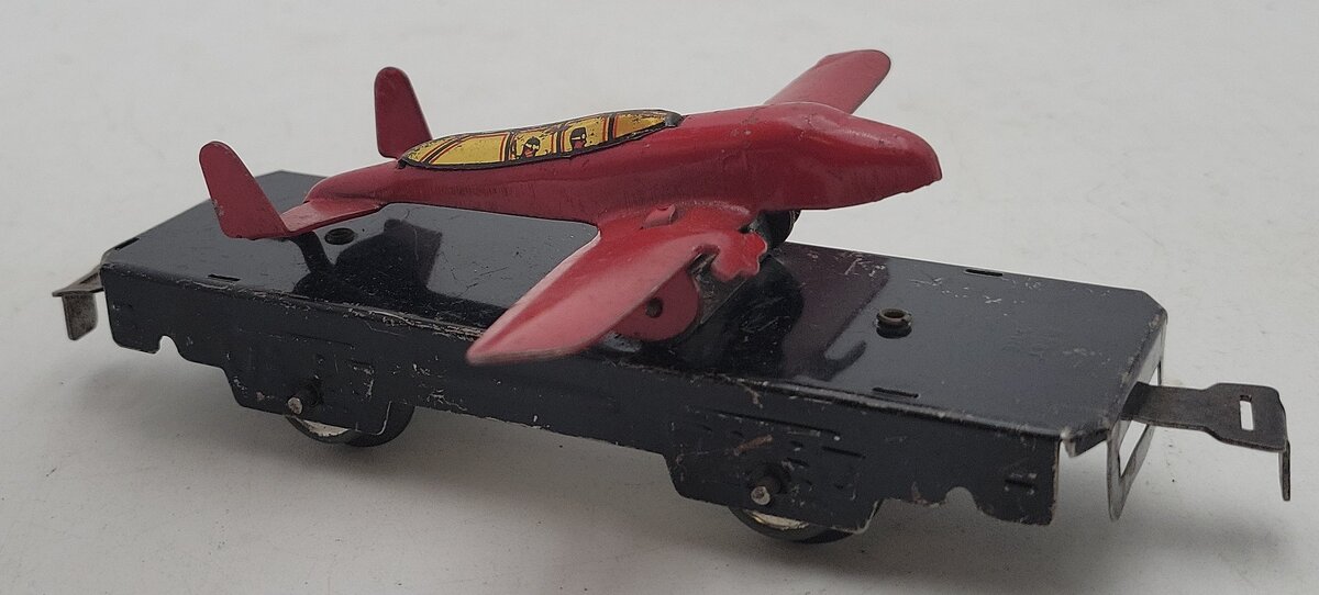 Marx O Gauge Litho Flat Car w/Airplane VG