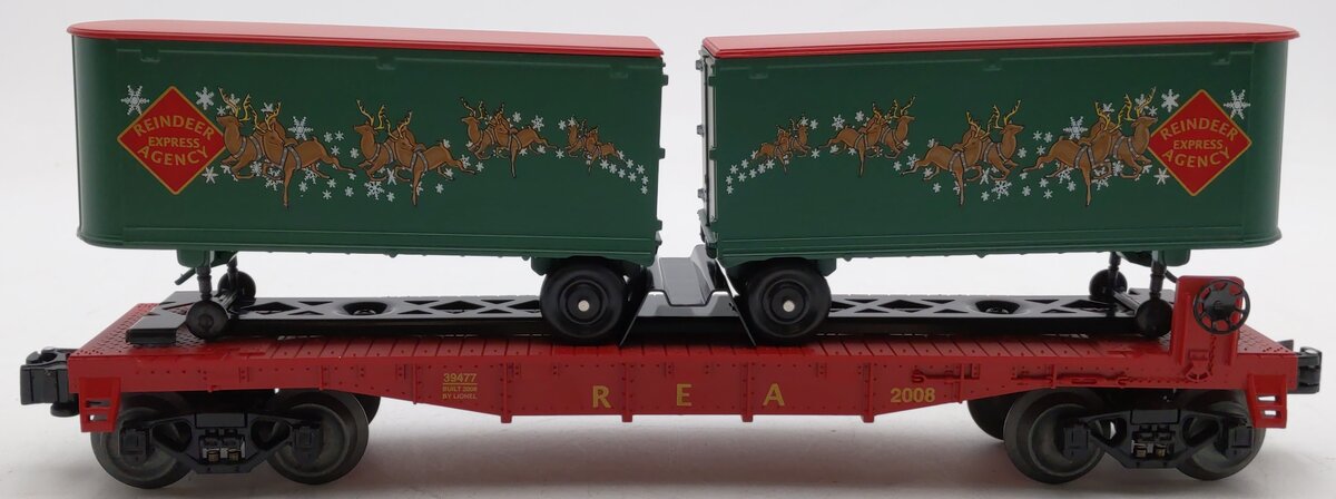 Lionel 6-39477 O Gauge Christmas Flatcar w/Reindeer Trailers LN/Box