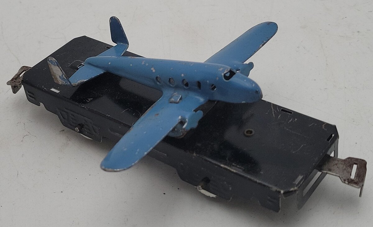 Marx O Gauge Vintage Litho Flat Car w/Airplane VG