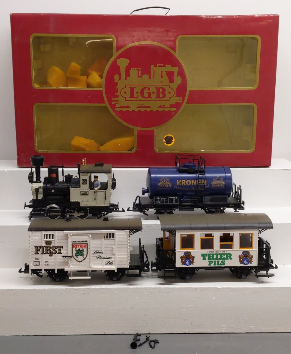 LGB 20536 G Scale Dortmund Beer Steam Train Set (Set of 4) VG/Box
