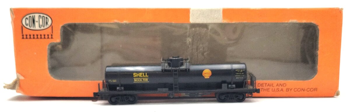 Con-Cor 1601 N Scale Shell Chemical Car #709 EX/Box