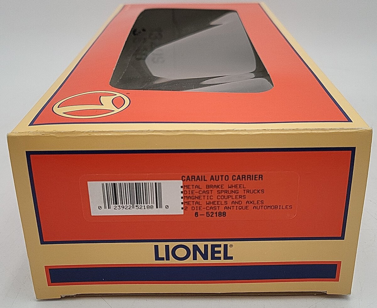 Lionel 6-52188 O Gauge Carail Aquarium Auto Carrier w/ Two Autos #1999 EX/Box