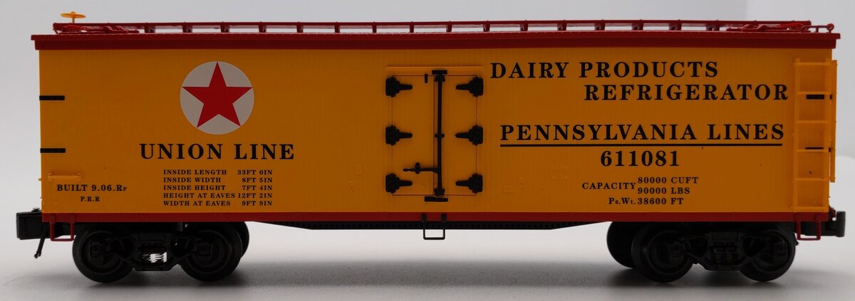 K-Line K742-1891 O Gauge Pennsylvania Woodside Reefer w/ Billboard #611081 EX/Box