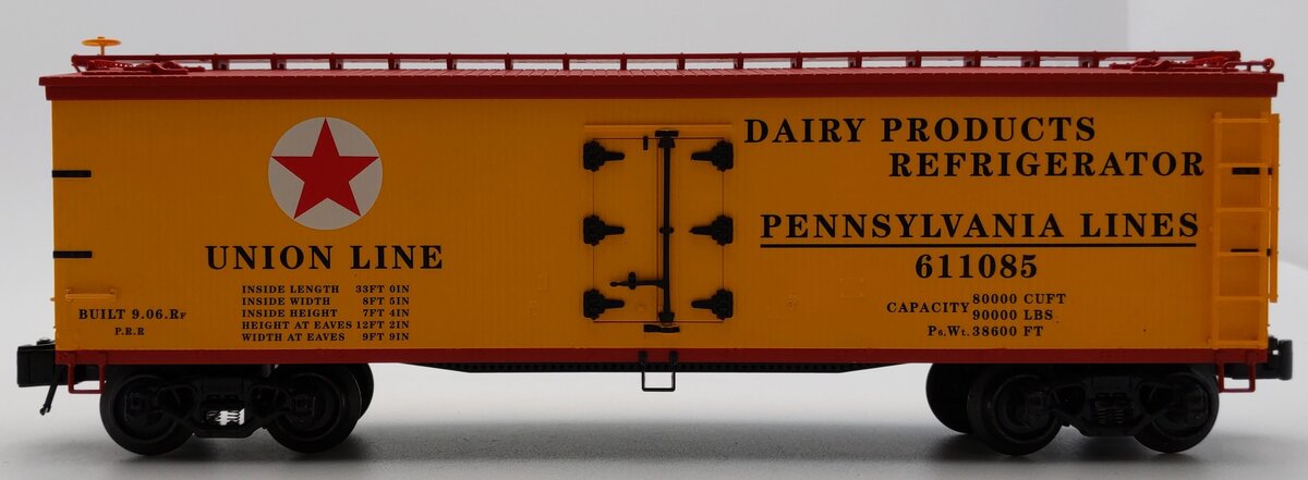 K-Line K742-1891 O Gauge Pennsylvania Woodside Reefer w/ Billboard #611085 EX/Box