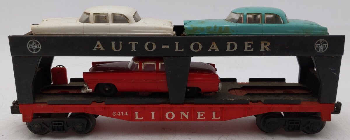 Lionel 6414 Vintage O Gauge Postwar Evans Autoloader with 3 Automobiles VG