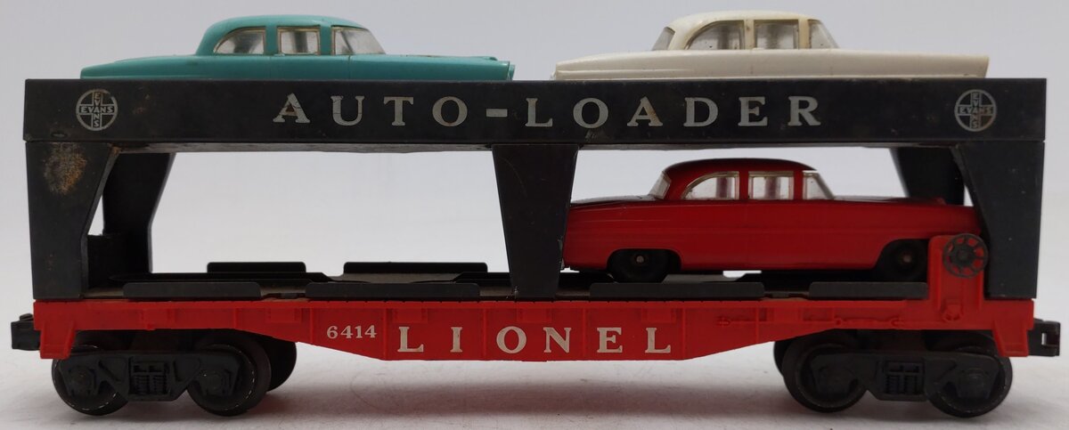 Lionel 6414 Vintage O Gauge Postwar Evans Autoloader with 3 Automobiles VG