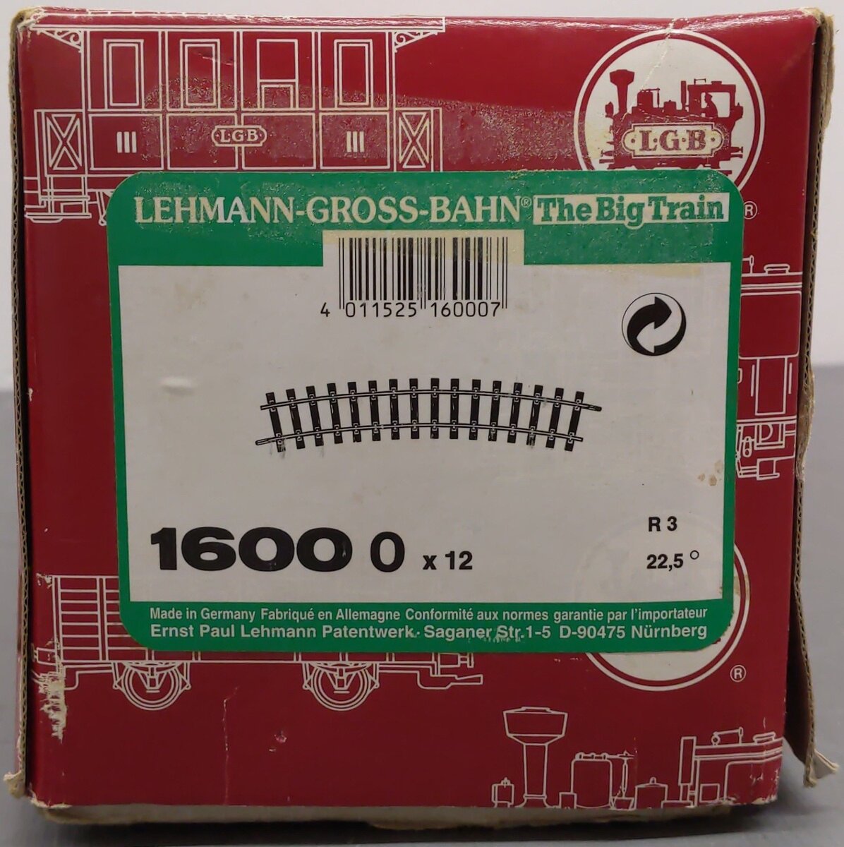 LGB 16000 R3 22.5 Degree Curved Track (Box of 12) VG/Box