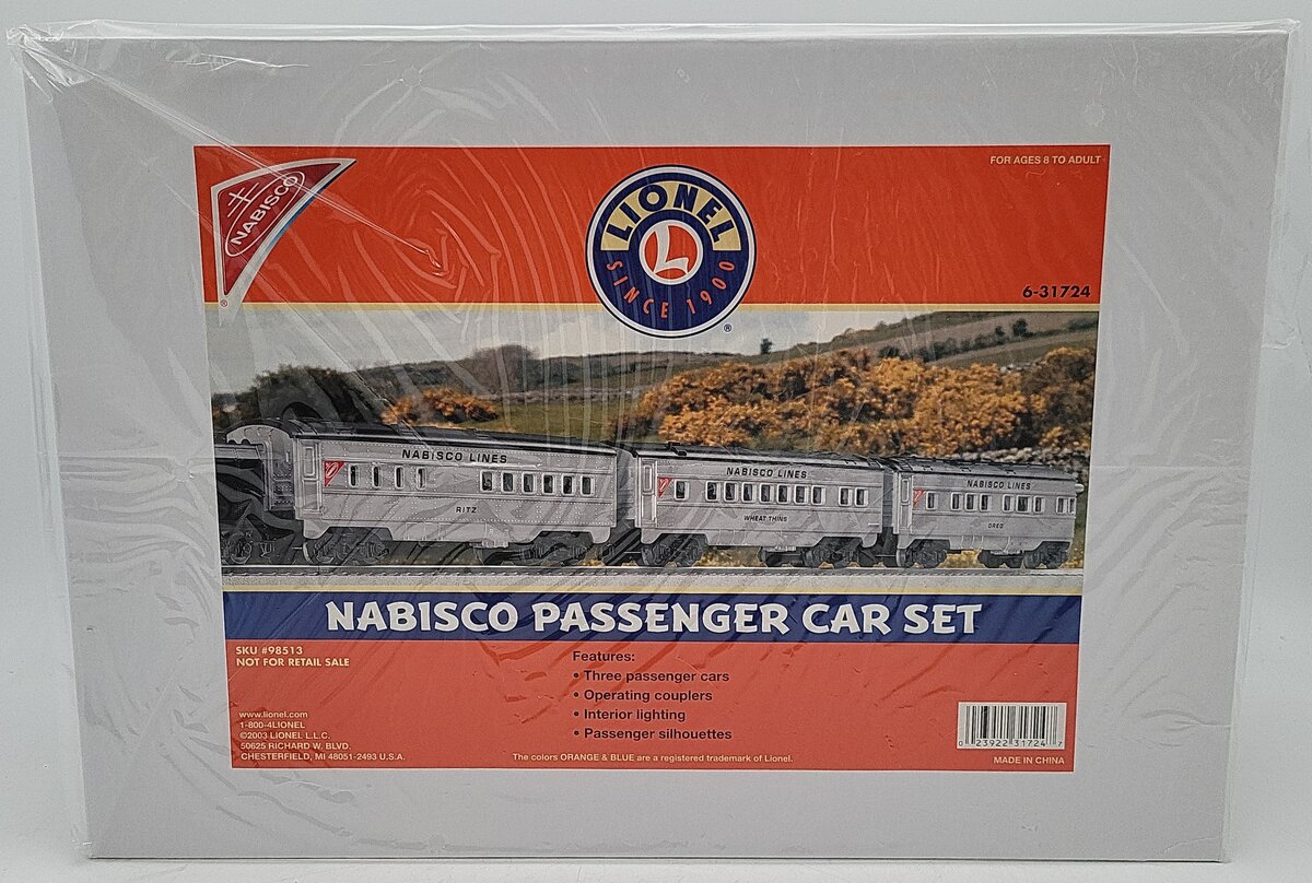 Lionel 6-31724 O Gauge Nabisco 3-Car Passenger Set NIB