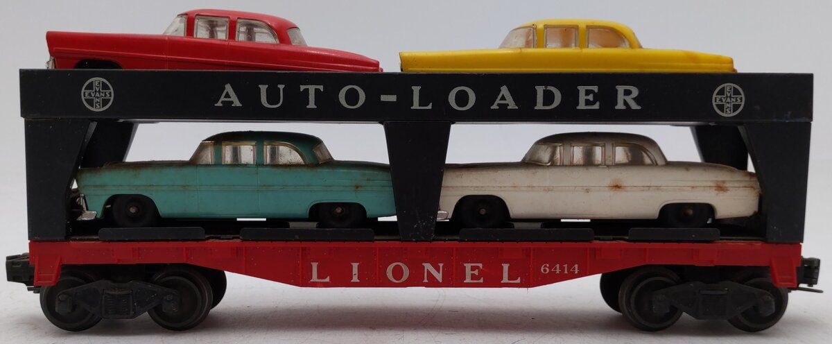 Lionel 6414 Vintage O Gauge Postwar Evans Autoloader with 4 Automobiles VG