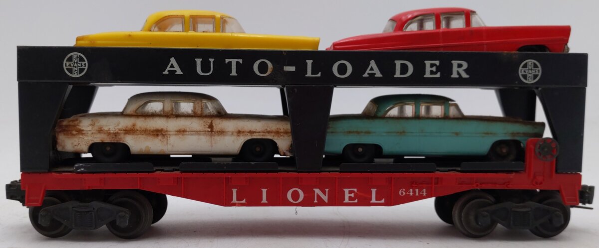 Lionel 6414 Vintage O Gauge Postwar Evans Autoloader with 4 Automobiles VG