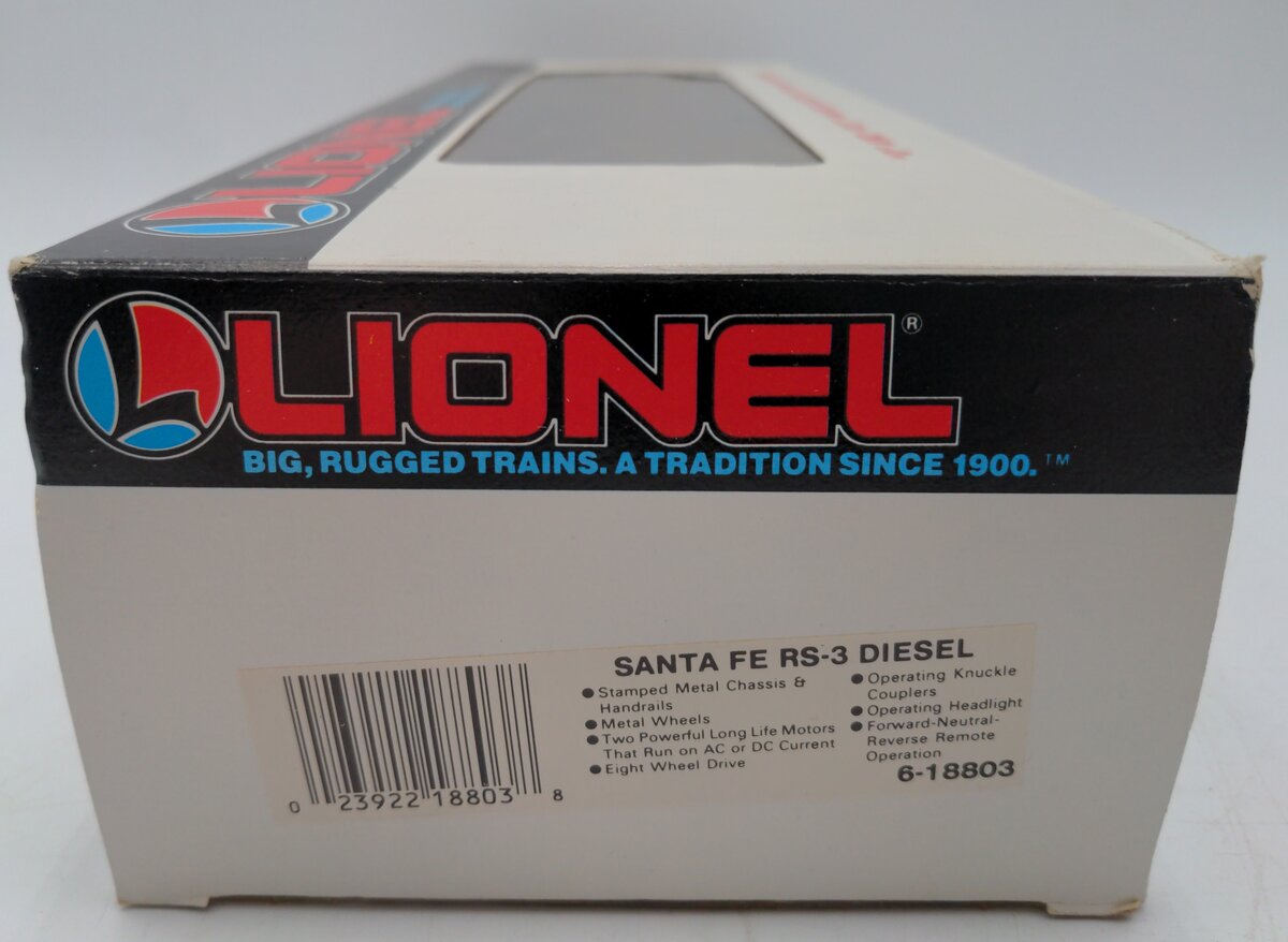 Lionel 6-18803 O Gauge Santa Fe RS-3 Diesel Locomotive VG/Box