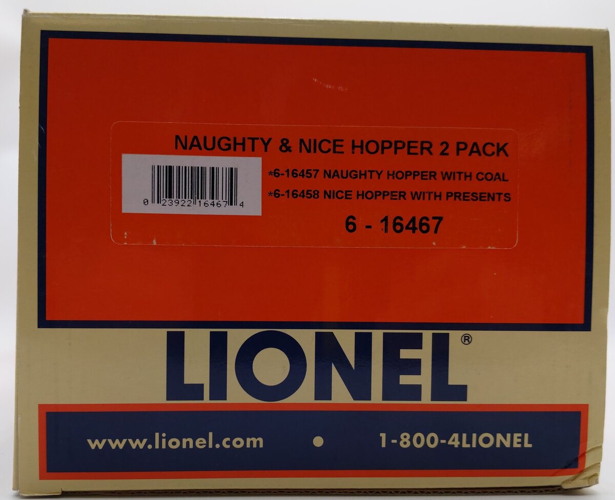 Lionel 6-16467 O Gauge Naughty & Nice Hopper (2 Pack) LN/Box