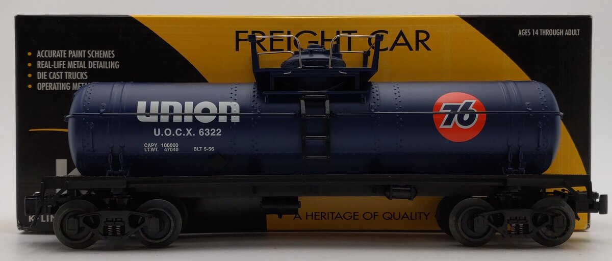 Lionel K-Line 6-22659 Union 76 Single-Dome Tank Car #6322 LN/Box