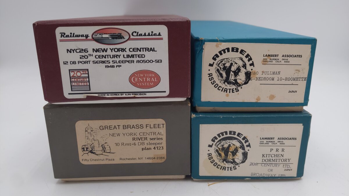 Lambert, Railway Classics, & Great Brass Fleet HO Scale Assorted Brass Boxes [4] VG/Box