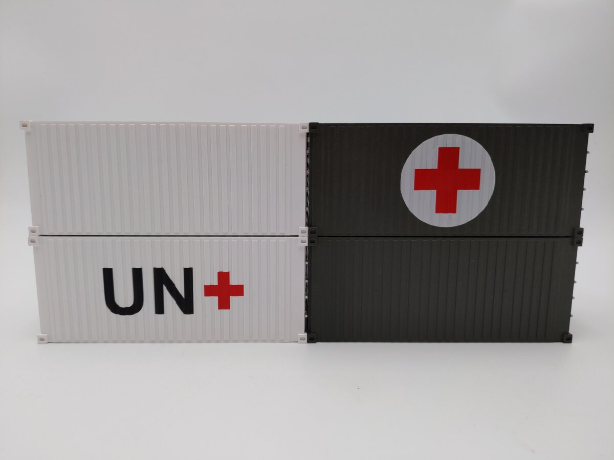 Evemodel O Scale Medical Aid 20ft Shipping Containers [4] EX