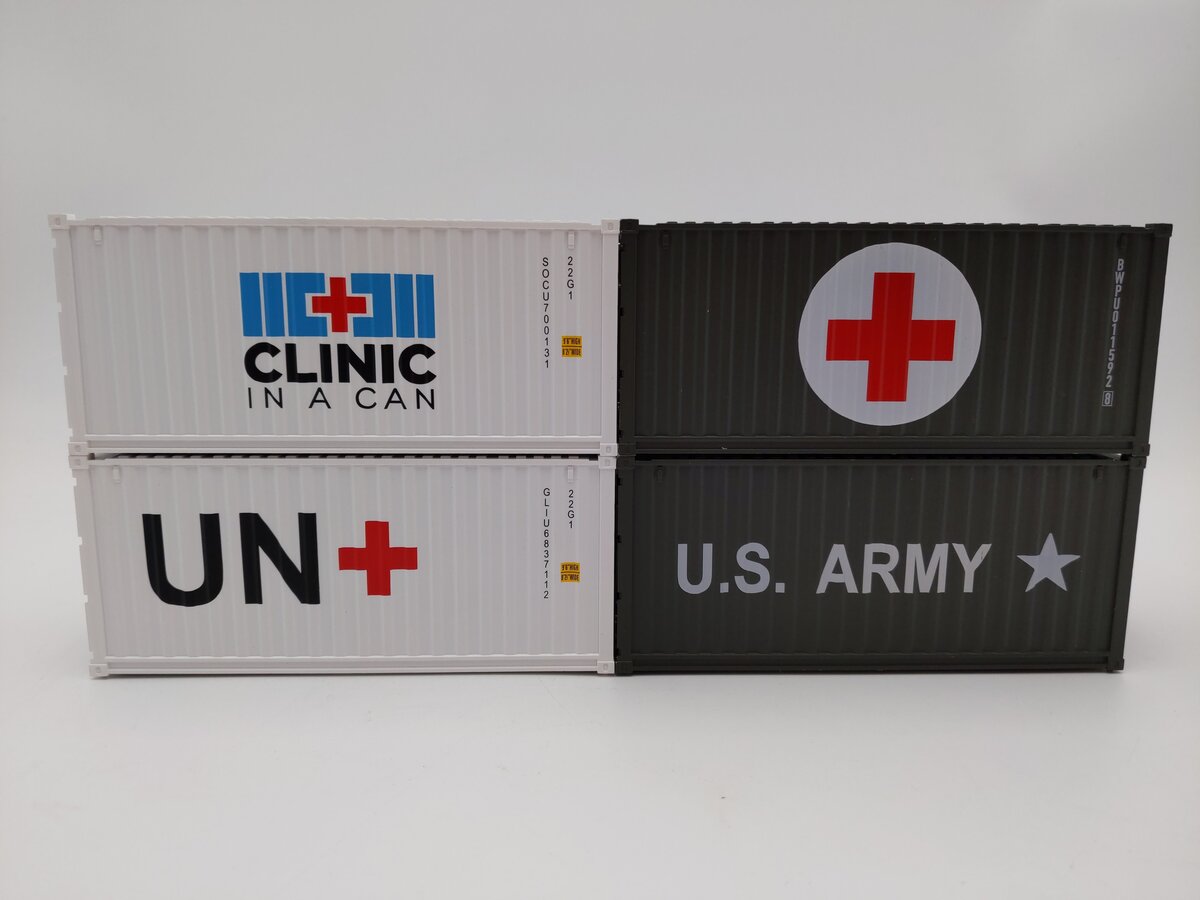 Evemodel O Scale Medical Aid 20ft Shipping Containers [4] EX