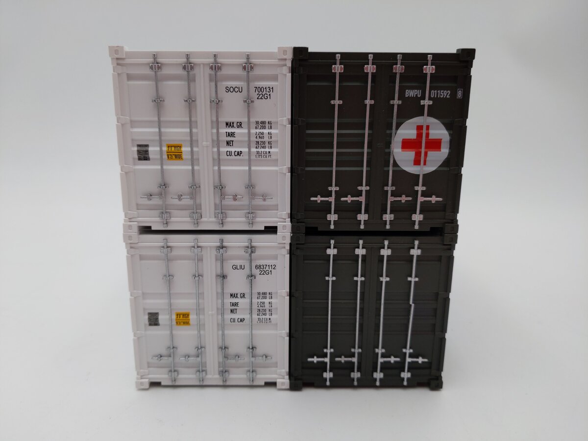 Evemodel O Scale Medical Aid 20ft Shipping Containers [4] EX