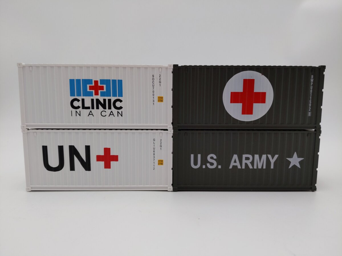 Evemodel O Scale Medical Aid 20ft Shipping Containers [4] EX