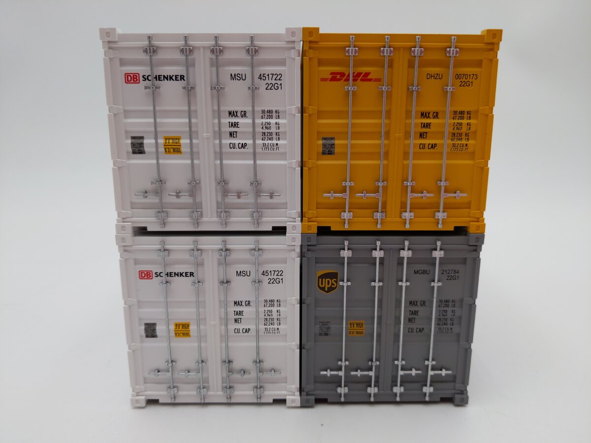 Evemodel O Scale Mixed Generic 20ft Shipping Containers [4] EX
