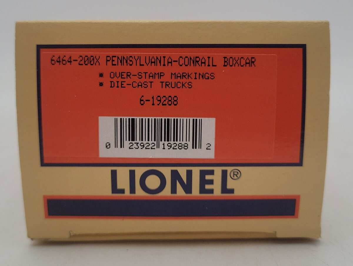 Lionel 6-19288 O Gauge Pennsylvania/Conrail Boxcar # 6464-200 LN/Box