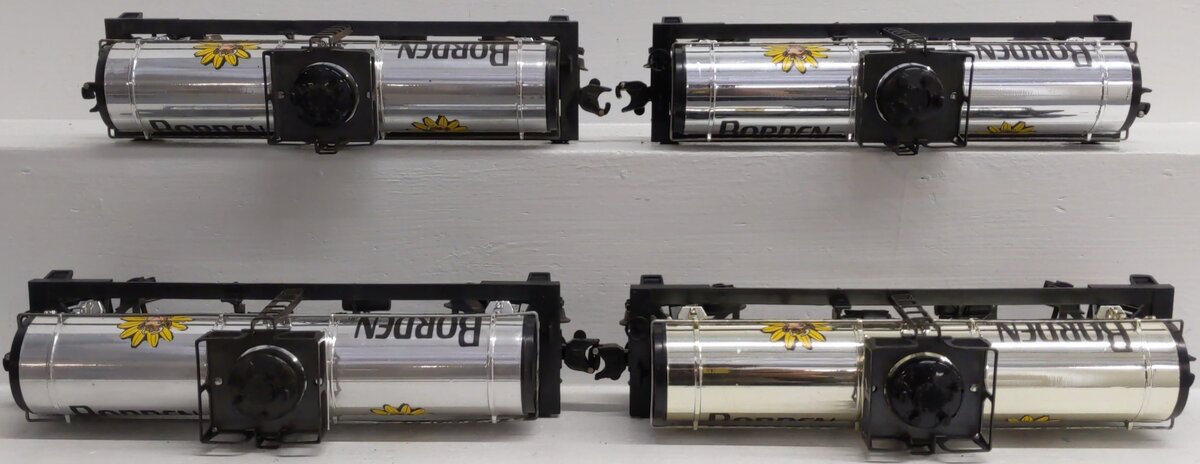 Lionel O Gauge Borden Plated Tank Cars: 6-9154 (4) EX/Box