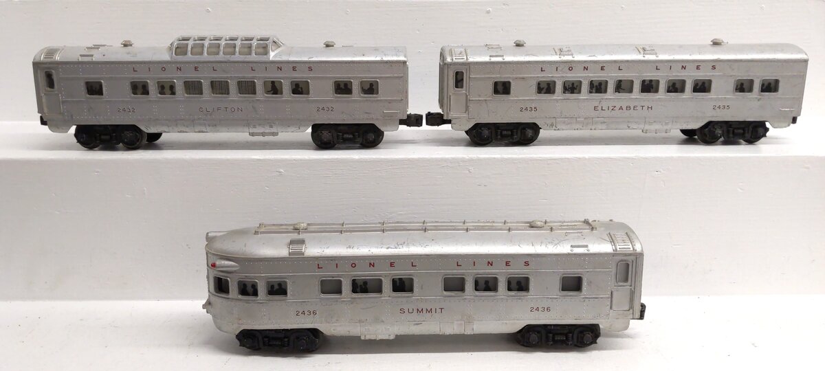 Lionel 2432S Vintage O Lionel Lines Illuminated Passenger Cars: 2432,2435 & 2436 VG