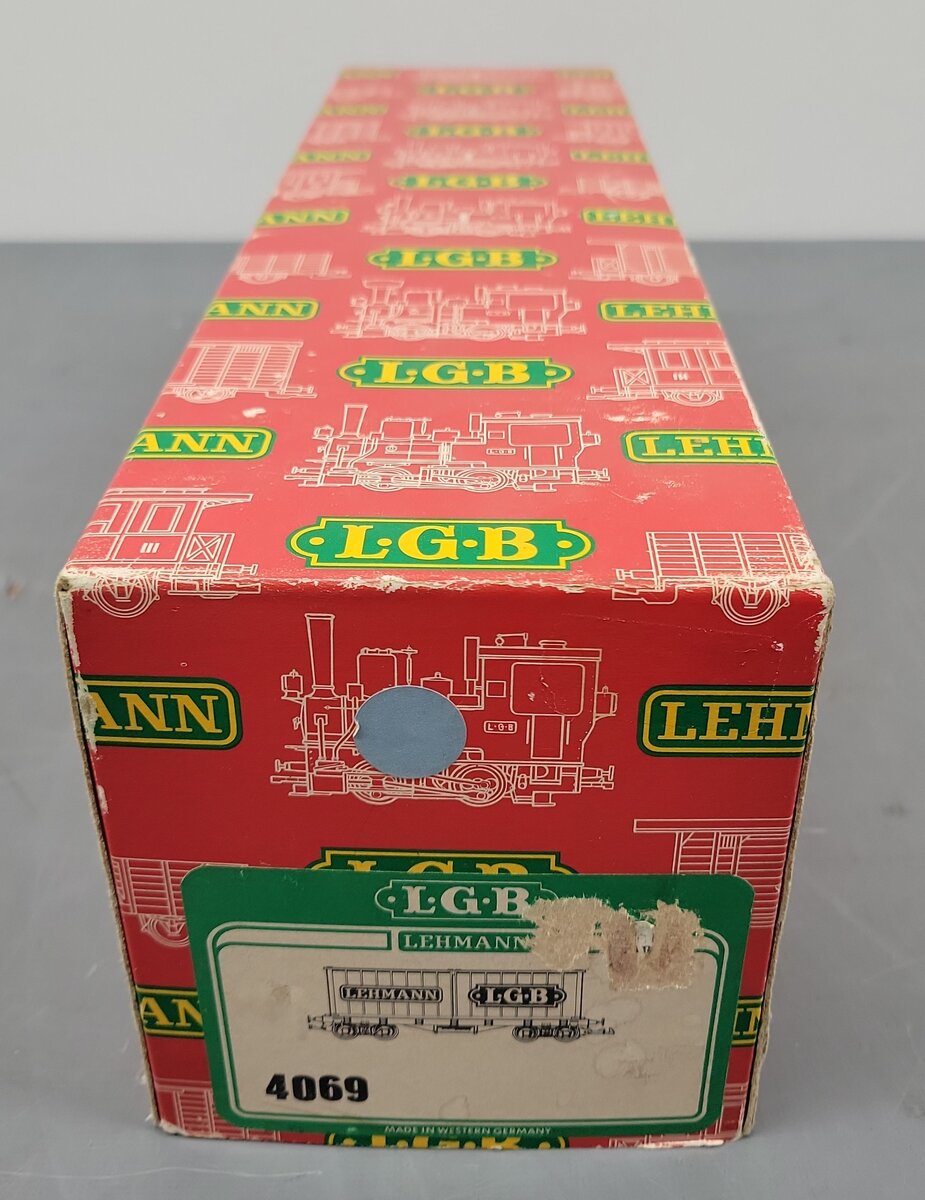 LGB 4069 G Scale Flatcar w/2 Grey LGB Containers EX/Box