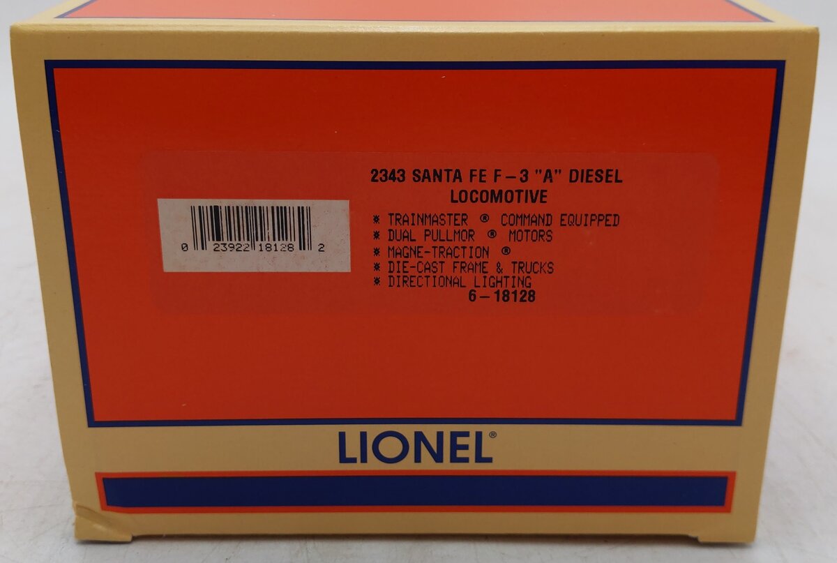 Lionel 6-18128 O Gauge Santa Fe F-3 A Powered Diesel Locomotive #2343 EX/Box