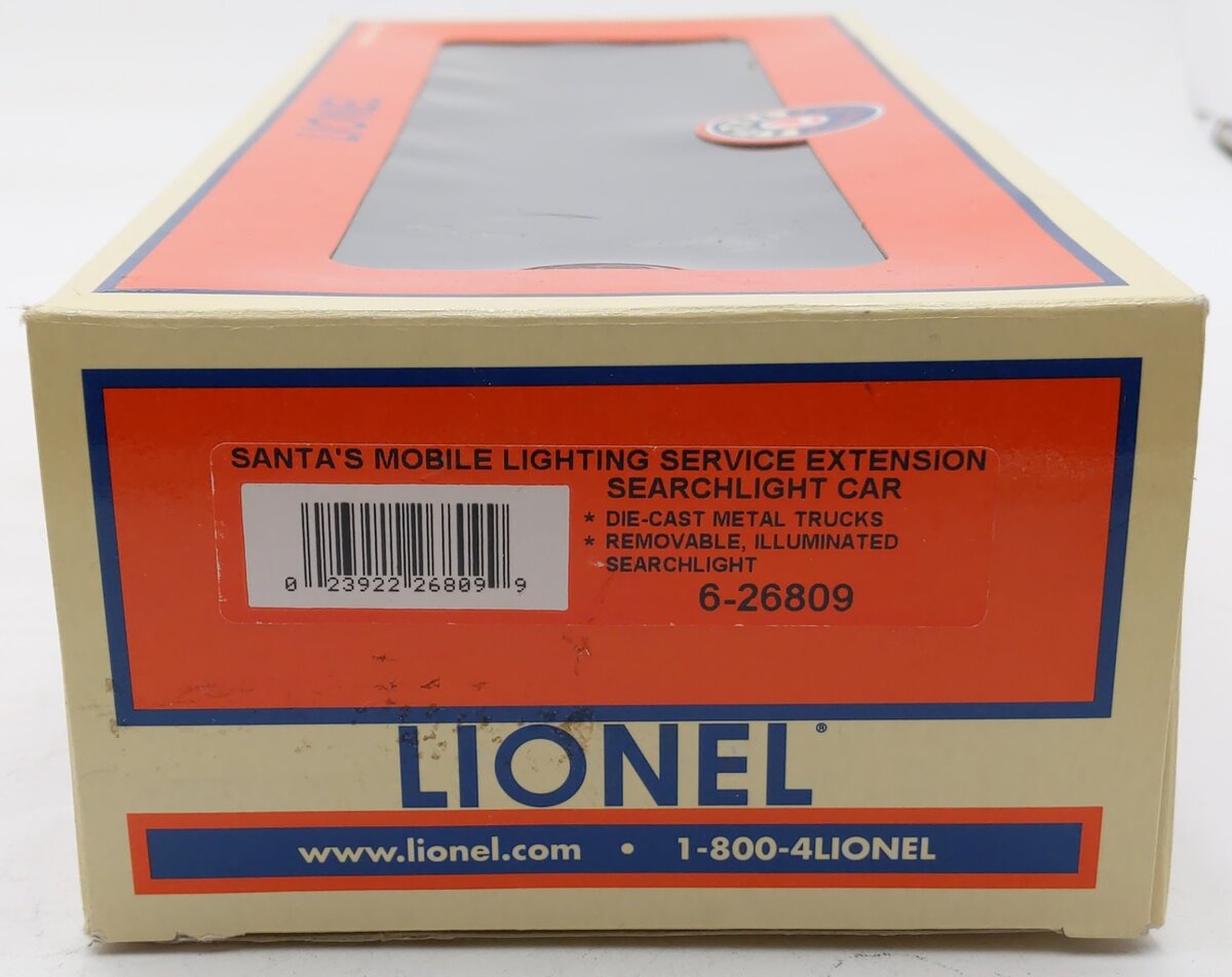Lionel 6-26809 O Gauge Santas Mobile Lighting Service Extension Searchlight Car EX/Box