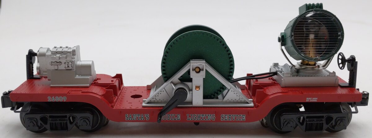 Lionel 6-26809 O Gauge Santas Mobile Lighting Service Extension Searchlight Car EX/Box