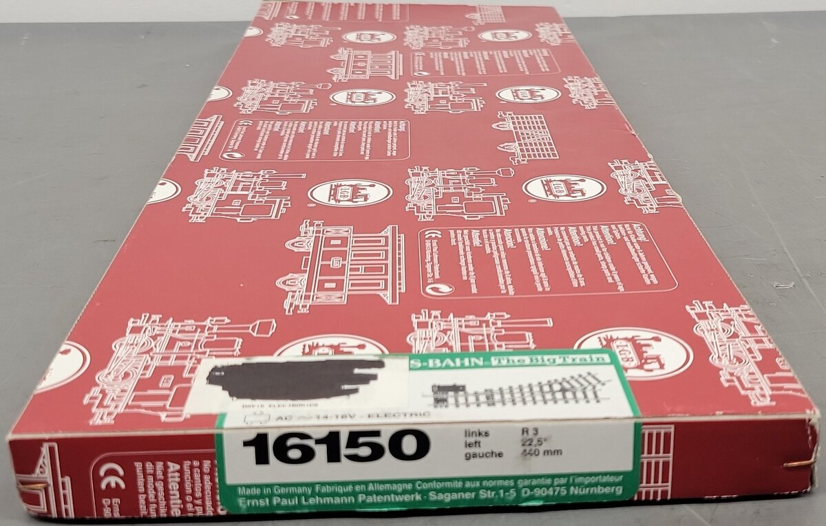 LGB 16150 G 22.5° R3 Left Hand Remote Electric Switch Turnout EX/Box
