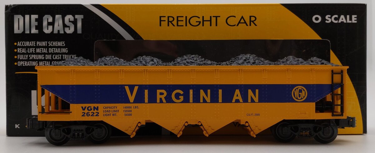 K-Line K623-44631 Virginian Diecast Hopper w/ Coal Load #2622 LN/Box