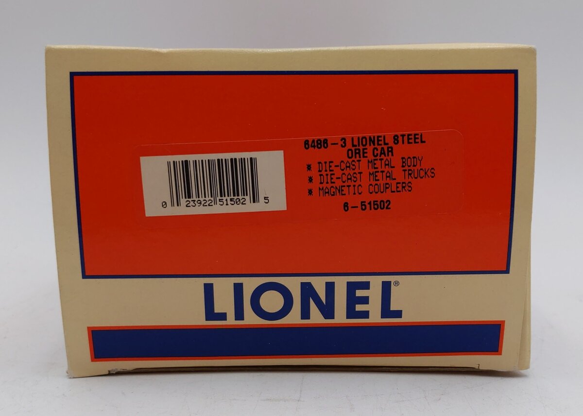 Lionel 6-51502 O Gauge 6486-3 Lionel Steel Diecast Ore Car LN/Box