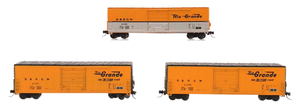 Con-Cor 0001-008817 N Rio Grande 50' Boxcars (Pack of 3) EX/Box