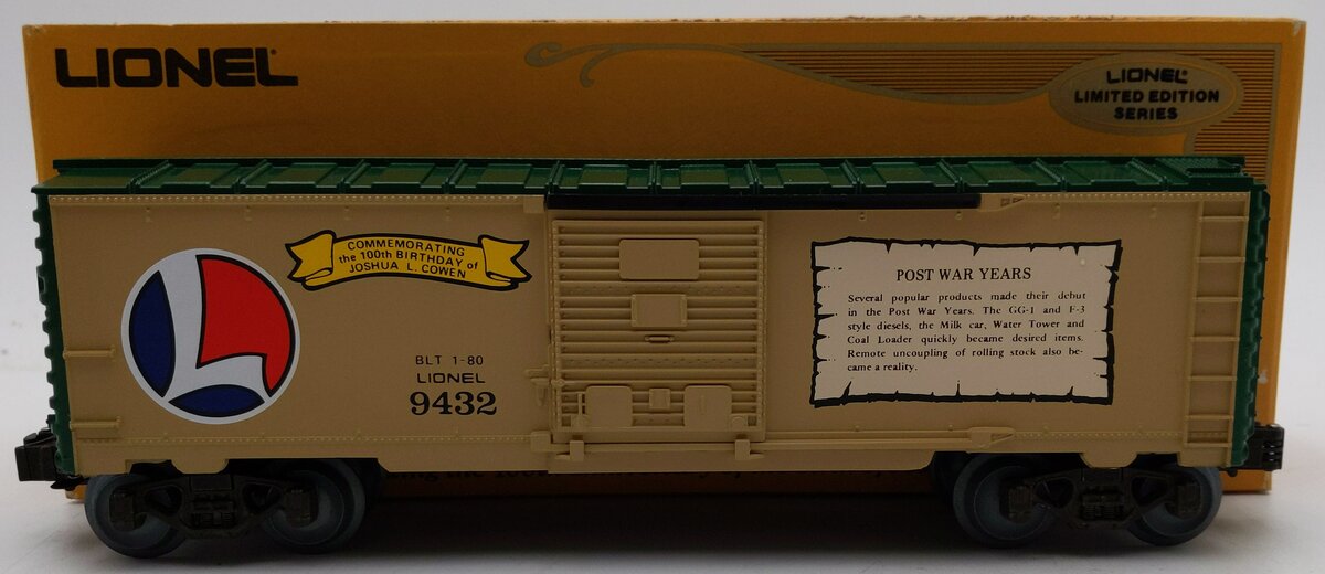 Lionel 6-9432 O Gauge Joshua Lionel Cowen Postwar Years Boxcar LN/Box