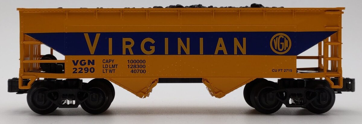 K-Line K621-44635 O Gauge Virginian Hopper w/Coal Load #2290 EX/Box