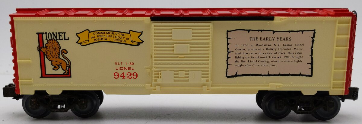 Lionel 6-9429 O Gauge Joshua Lionel Cowen Early Years Boxcar EX/Box