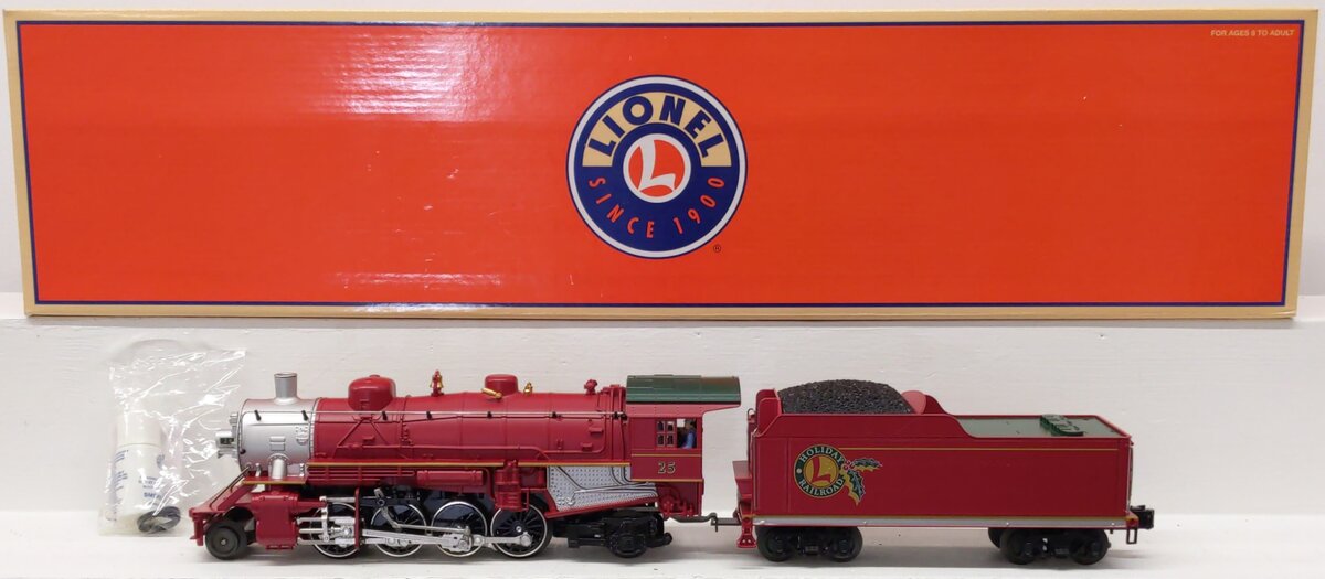 Lionel 6-28699 O Gauge Holiday Red 2-8-2 Steam Locomotive & Tender #25 EX/Box