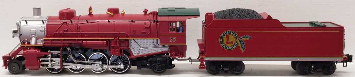 Lionel 6-28699 O Gauge Holiday Red 2-8-2 Steam Locomotive & Tender #25 EX/Box