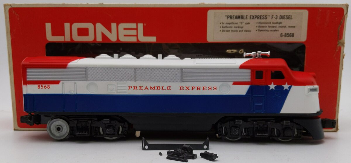 Lionel 6-8568 O Gauge Preamble Express F3 A Diesel Locomotive #8568 EX/Box