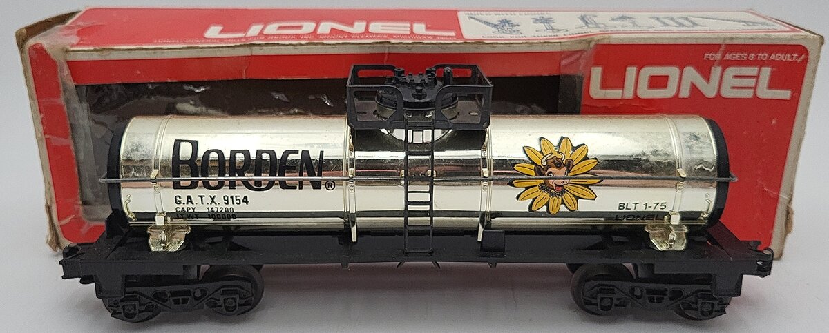 Lionel 6-9154 O Gauge Bordens Plated Gold Tank Car EX/Box