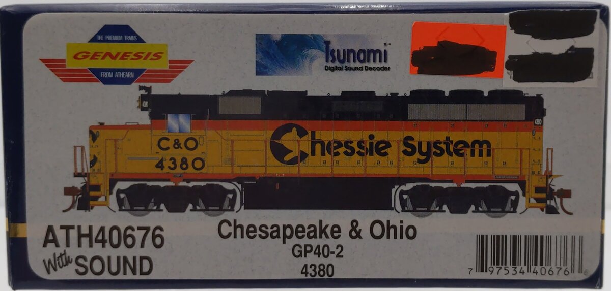 Athearn 40676 HO Scale C&O EMD GP40-2 Diesel Locomotive #4380 w/DCC LN/Box